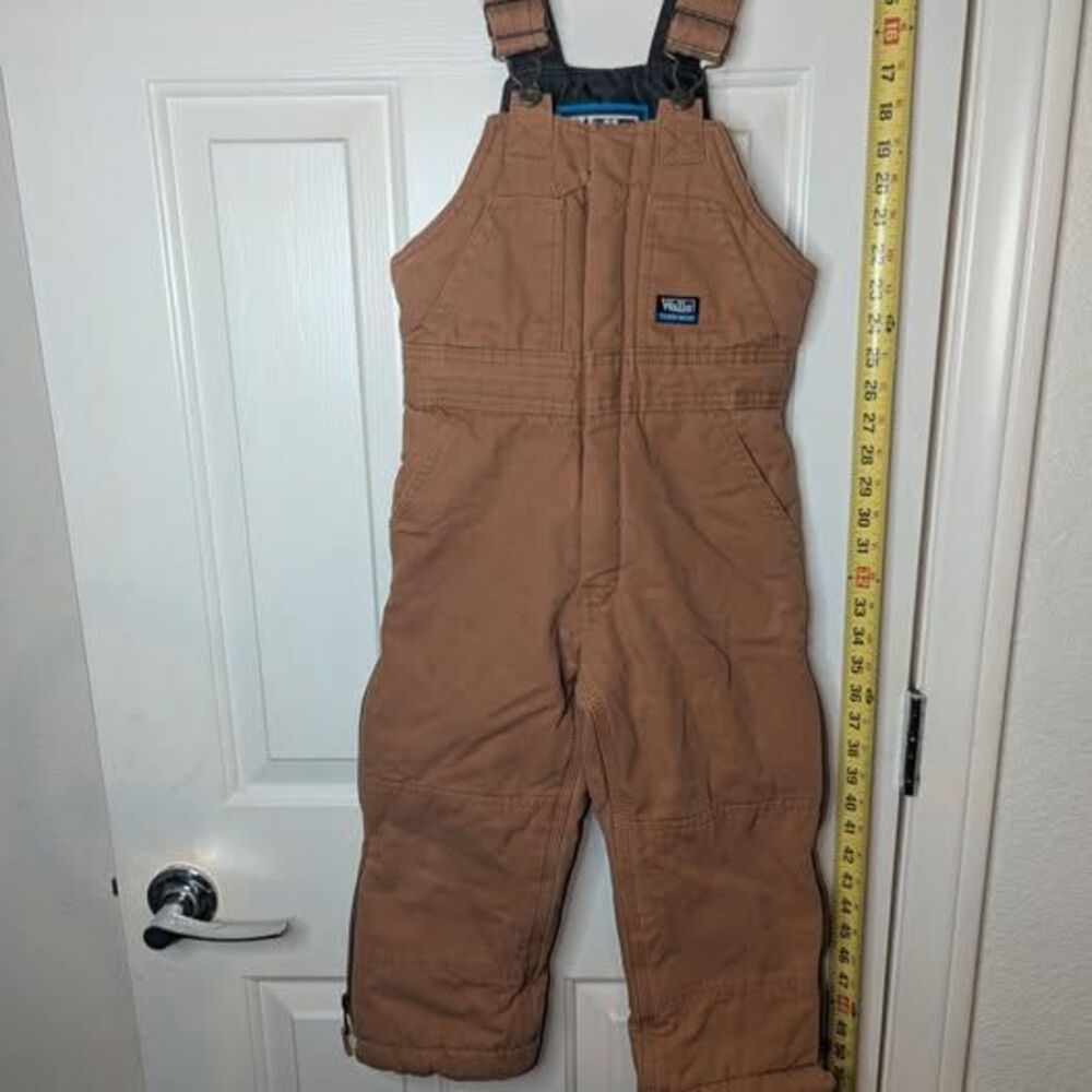 Walls Tough Wear Youth Dark Tan Brown Lined Canvas Overall Size 6/7